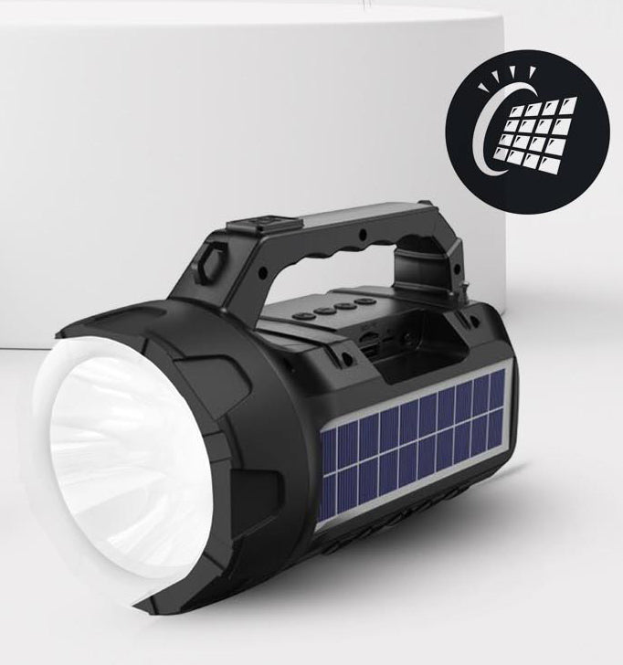SOLAR FLASHLIGHT + BLUETOOTH SPEAKER – PERFECT FOR LOADSHEDDING!
