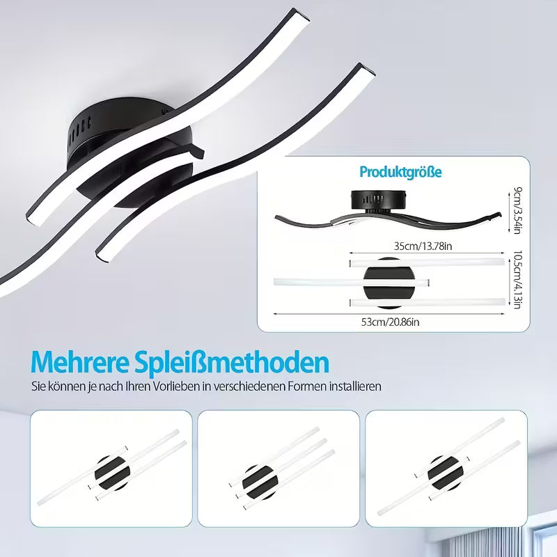 LED Ceiling Light, Elegant Line Design Ceiling Light, 3 Built-In LED Panels warm