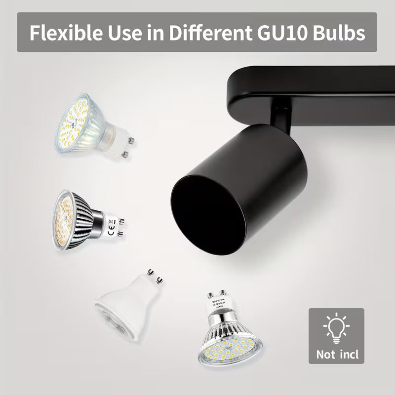 4-Bulb Rotatable GU10 LED Ceiling Light – Modern Spotlight Bar for Kitchen, Bedroom & Living Room