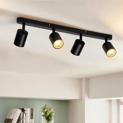 4-Bulb Rotatable GU10 LED Ceiling Light – Modern Spotlight Bar for Kitchen, Bedroom & Living Room