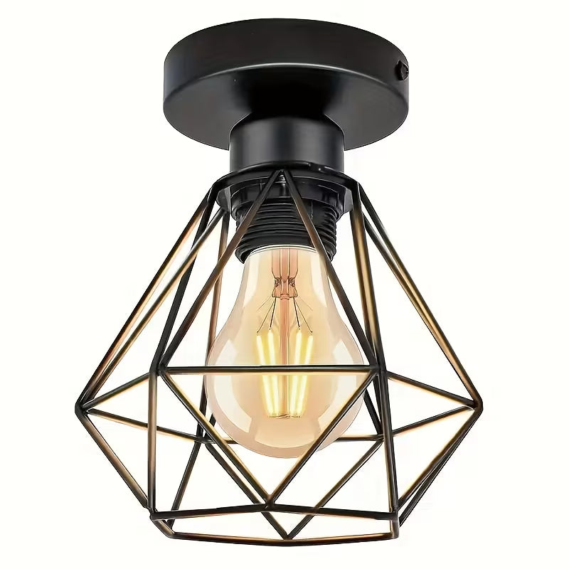Modern Black Semi-Recessed Ceiling Light – E27 Socket, Bedroom, Living Room & Kitchen Fixture