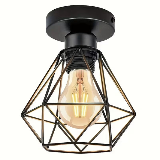 Modern Black Semi-Recessed Ceiling Light – E27 Socket, Bedroom, Living Room & Kitchen Fixture