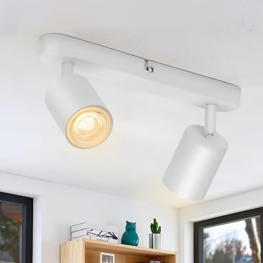 2-Bulb Rotatable GU10 LED Ceiling Light – Modern Black Bar Spotlight for Kitchen, Bedroom & Living Room