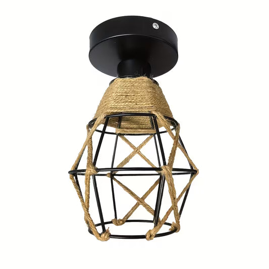Handcrafted Bohemian Pendant Light – Woven Rattan, E27 Socket, Bedroom & Living Room Fixture