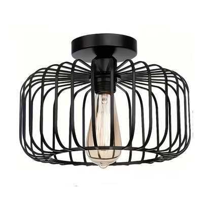 Modern Black Semi-Recessed Ceiling Light – E27 Socket, Bedroom & Living Room Fixture