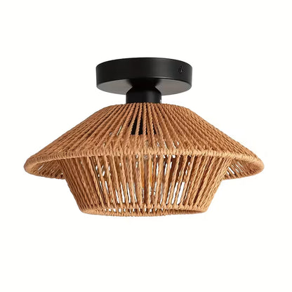 Handcrafted Bohemian Rattan Lamp – Semi-Flush, E27 Socket, Bedroom, Living Room & Kitchen Lighting
