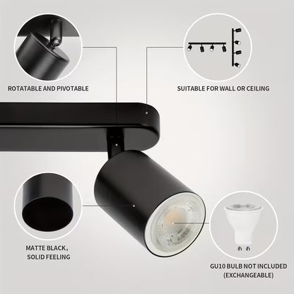 4-Bulb Rotatable GU10 LED Ceiling Light – Modern Spotlight Bar for Kitchen, Bedroom & Living Room