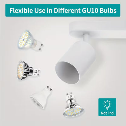 2-Bulb Rotatable GU10 LED Ceiling Light – Modern Black Bar Spotlight for Kitchen, Bedroom & Living Room