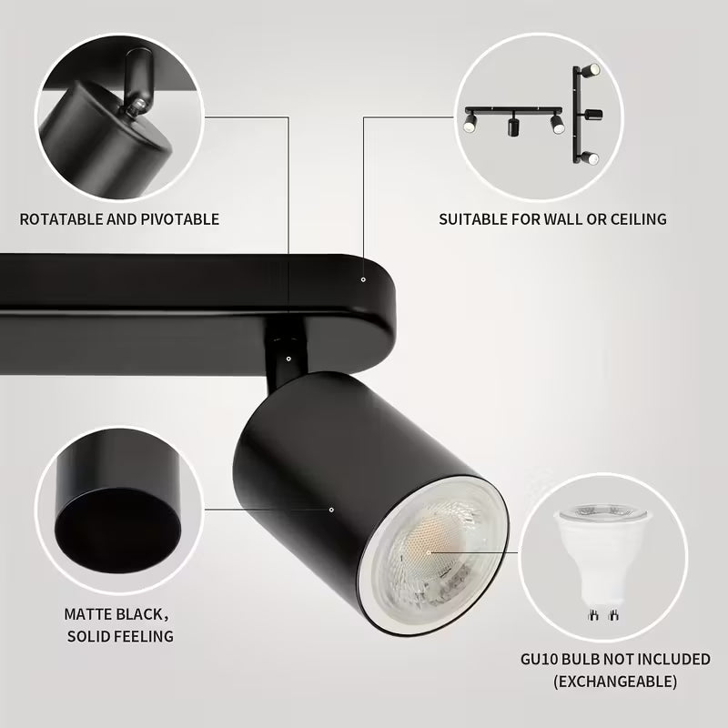 Ceiling Light with 3 Bulbs, Rotatable GU10 LED Ceiling Light