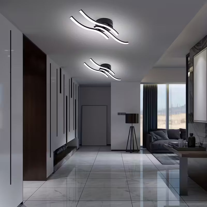 LED Ceiling Light, Elegant Line Design Ceiling Light, 3 Built-In LED Panels white light