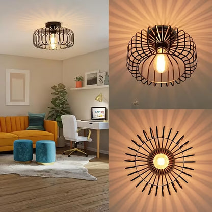 Modern Black Semi-Recessed Ceiling Light – E27 Socket, Bedroom & Living Room Fixture
