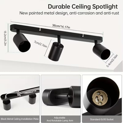 Ceiling Light with 3 Bulbs, Rotatable GU10 LED Ceiling Light