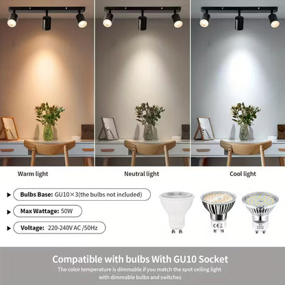 Ceiling Light with 3 Bulbs, Rotatable GU10 LED Ceiling Light