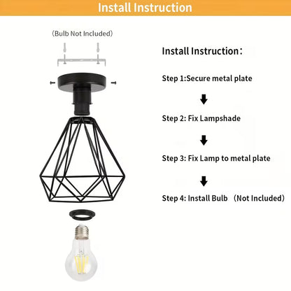 Modern Black Semi-Recessed Ceiling Light – E27 Socket, Bedroom, Living Room & Kitchen Fixture