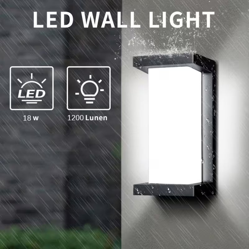 18W LED Outdoor Wall Light – IPX4 Waterproof, Semi-Flush Mount for Garden, Porch & Balcony